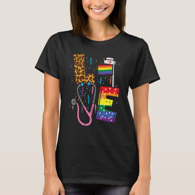Rainbow Flagga Kärlek Nurse Rn SCrub Top Lgbt Prid T Shirt (Framsida)