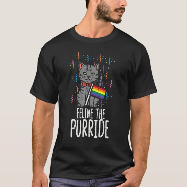 Rainbow Flagga Kattdjur Purride Cat Lgbt Pride Mon T Shirt (Framsida)