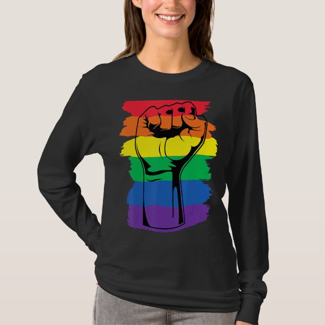 Rainbow Flagga Lgbt Fist Lgbtq Gay Lesbisk Transge T Shirt (Framsida)