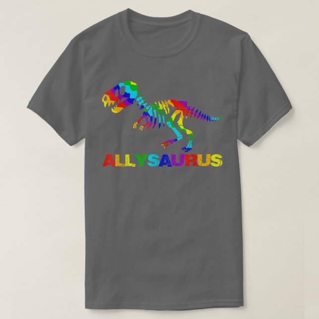 Rainbow Flagga LGBT Gay pride Lesbisk Tre Dinosaur T Shirt (Design framsida)