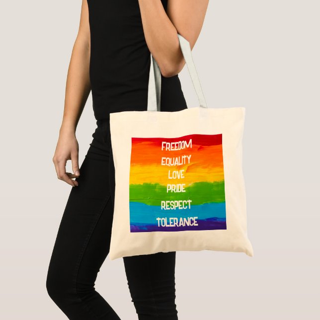 Rainbow Flagga LGBT Tote Bag - Pride Tote med Flag Tygkasse (Framsida (produkt))