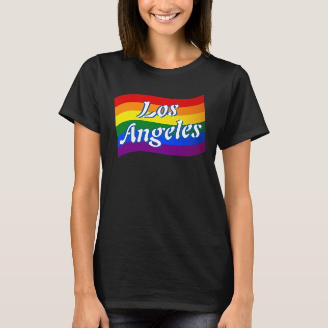 Rainbow Flagga Los Angeles Gay pride LGBT HBT TQ T Shirt (Framsida)