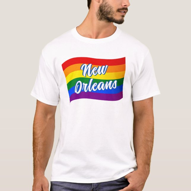 Rainbow Flagga New Orleans Gay pride LGBT HBT TQ T Shirt (Framsida)