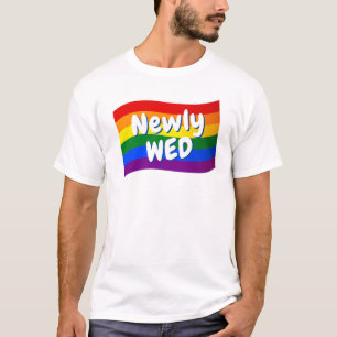 Rainbow Flagga Newlyged ny gifta gay bröllop T Shirt