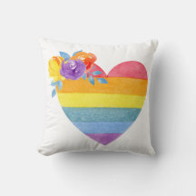 Rainbow Flagga och blommigt Dekorativ kudde