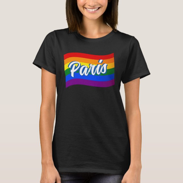 Rainbow Flagga Paris Frankrike Gay pride HGBT HBT  T Shirt (Framsida)
