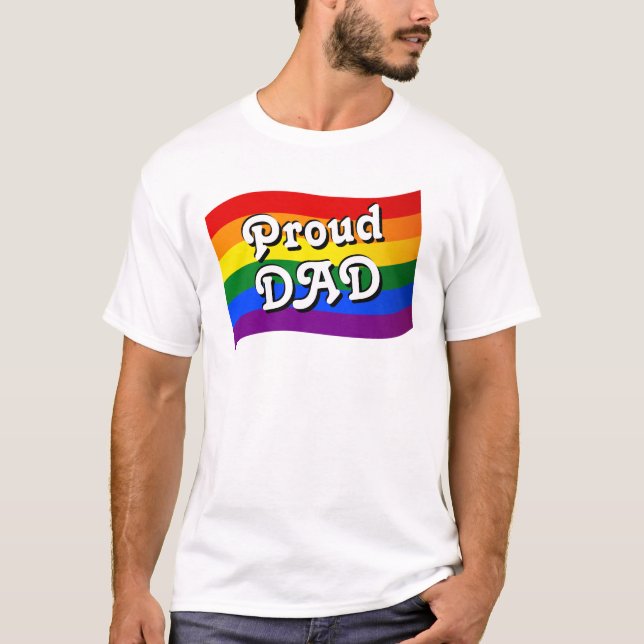 Rainbow Flagga Proud PAPPA PFLAG, stolt överordnad T Shirt (Framsida)