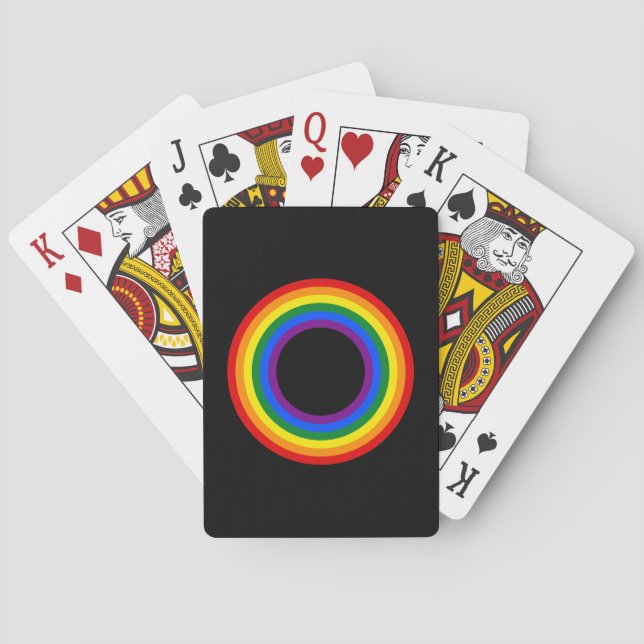 RAINBOW FLAGGA - RAND - HBT färg Ringar Casinokort (Baksidan)