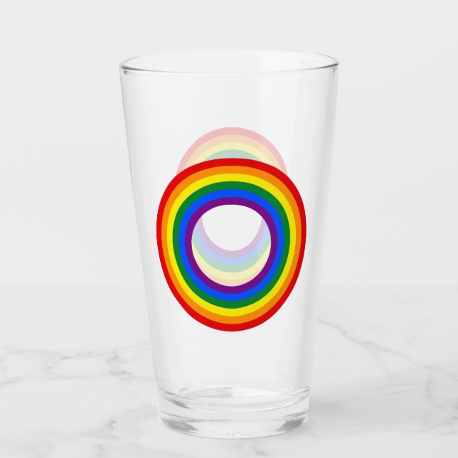RAINBOW FLAGGA - RAND - HBT färg Ringar Glaskopp (Framsida)
