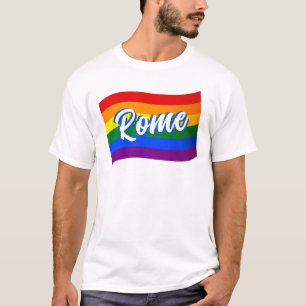 Rainbow Flagga Rom Italien Gay pride LGBT HBT TQ T Shirt