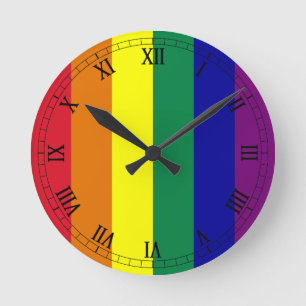 Rainbow Flagga Rund Klocka
