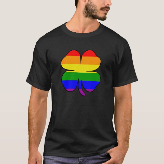 Rainbow Flagga Shamrock Gay pride T-shirt (Framsida)