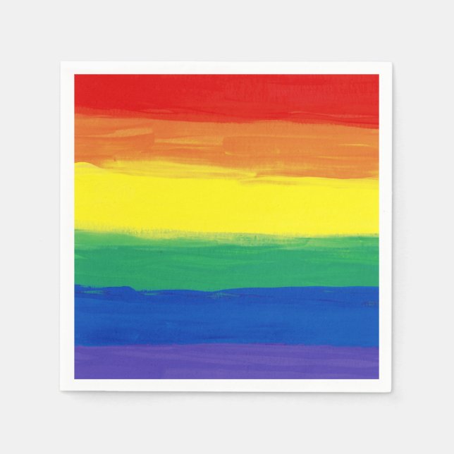 RAINBOW FLAGGA SQUARE OIL PAINT PAPPERSSERVETT (Framsidan)