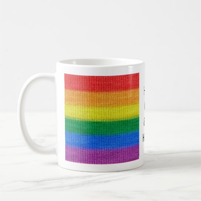 Rainbow Flagga stickande Rand sömlös mönster Kaffemugg (Vänster)