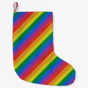 Rainbow Flagga stickande Rand sömlös mönster Liten Julstrumpa