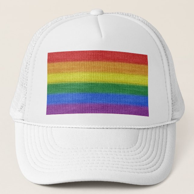 Rainbow Flagga stickande Rand sömlös mönster Truckerkeps (Framsida)
