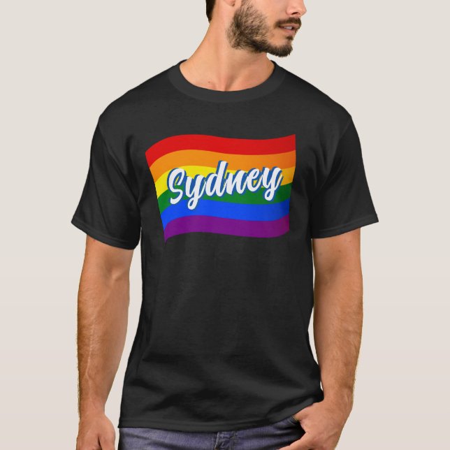 Rainbow Flagga Sydney Australien Gay pride HBT TQ T Shirt (Framsida)