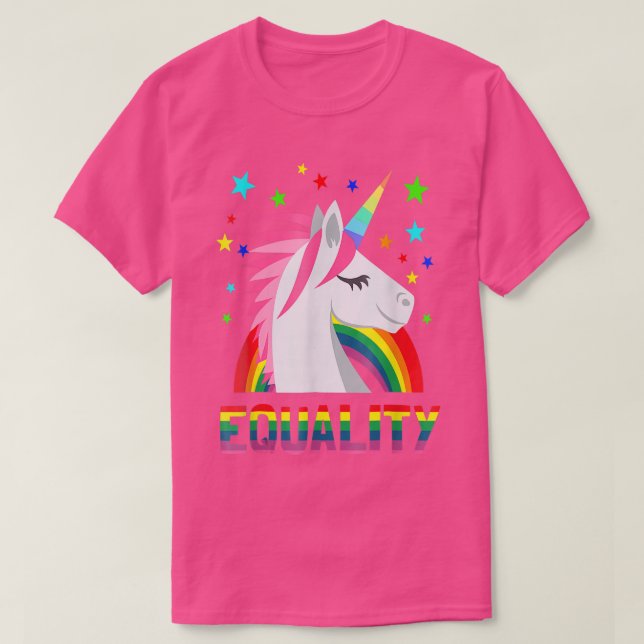 Rainbow Flagga Unicorn Stars LGBT Gay  T Shirt (Design framsida)