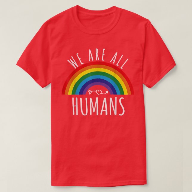 Rainbow Flagga We all Human Pride LGBT Inspiration T Shirt (Design framsida)