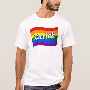 Rainbow Flagga Zurich Schweiz Gay pride HBT TQ T Shirt