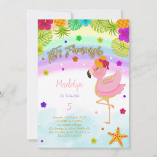 Rainbow Flamingo födelsedagsinbjudan Inbjudningar