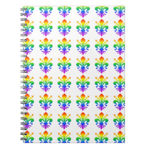 Rainbow Fleur-de-lis Anteckningsbok Med Spiral