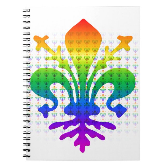 Rainbow Fleur-de-lis Anteckningsbok Med Spiral (Framsidan)