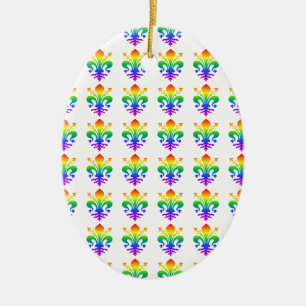 Rainbow Fleur-de-lis Julgransprydnad Keramik