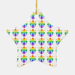 Rainbow Fleur-de-lis Julgransprydnad Keramik