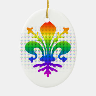 Rainbow Fleur-de-lis Julgransprydnad Keramik