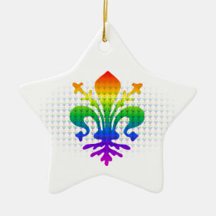 Rainbow Fleur-de-lis Julgransprydnad Keramik