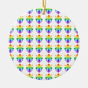 Rainbow Fleur-de-lis Julgransprydnad Keramik