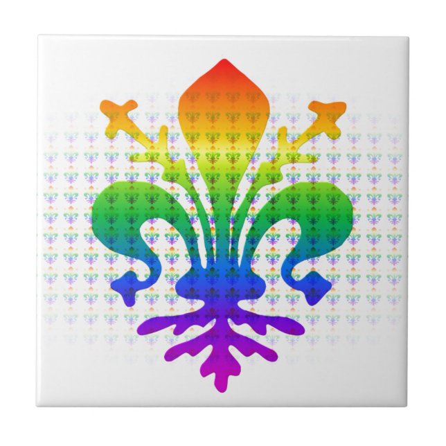 Rainbow Fleur-de-lis Kakelplatta (Framsidan)