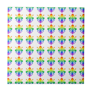Rainbow Fleur-de-lis Kakelplatta