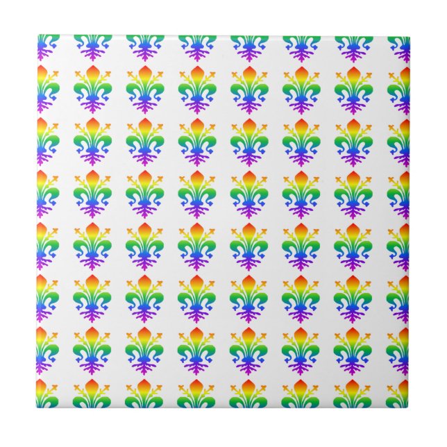 Rainbow Fleur-de-lis Kakelplatta (Framsidan)