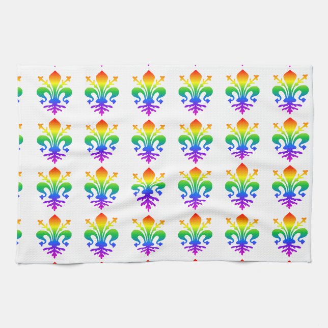 Rainbow Fleur-de-lis Kökshandduk (Horisontell)