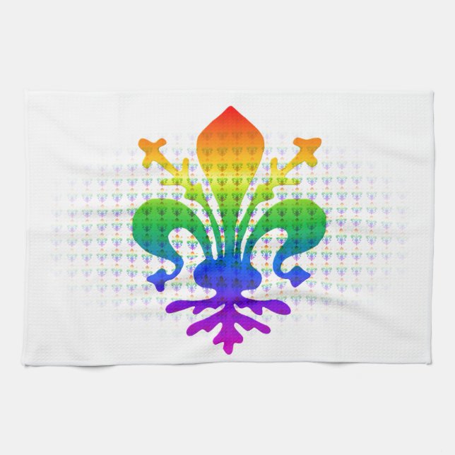 Rainbow Fleur-de-lis Kökshandduk (Horisontell)