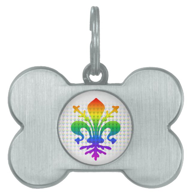 Rainbow Fleur-de-lis Namnbricka Husdjur (Framsidan)