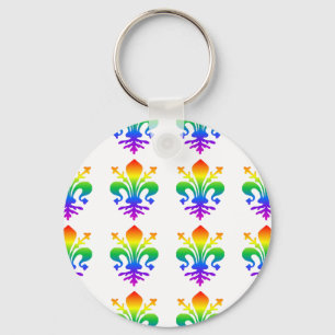 Rainbow Fleur-de-lis Nyckelring
