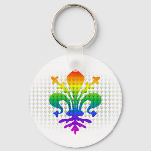 Rainbow Fleur-de-lis Nyckelring