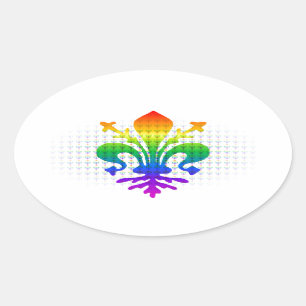 Rainbow Fleur-de-lis Ovalt Klistermärke