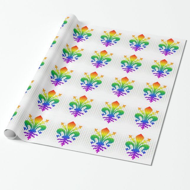 Rainbow Fleur-de-lis Presentpapper (Utrullad)