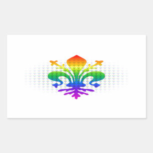 Rainbow Fleur-de-lis Rektangulärt Klistermärke