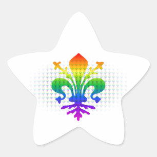 Rainbow Fleur-de-lis Stjärnformat Klistermärke