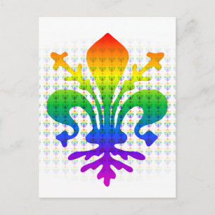 Rainbow Fleur-de-lis Vykort