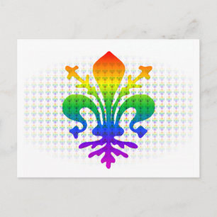 Rainbow Fleur-de-lis Vykort