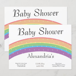 Rainbow Flicka eller Baby dusch party Inbjudningar