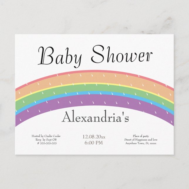 Rainbow Flicka eller Baby dusch party Vykort (Framsida)