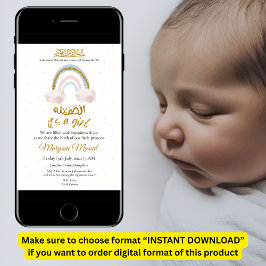 Rainbow Flicka Muslim Birth Notice Inbjudningar