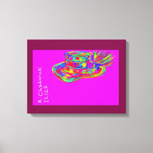 Rainbow Floral Fur Feathered Hat Canvastryck (Framsida)